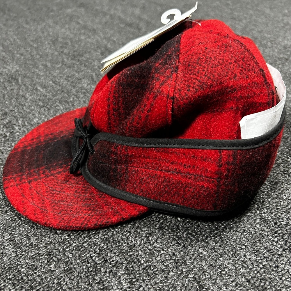 Stormy Kromer The Original Cap Mens 7 1/4 Red Black Plaid NEW Wool Winter Hat